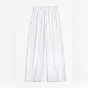 White textured Wide-Leg Pants